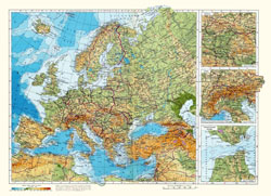 Детальная физическая карта Европы на Русском языке.