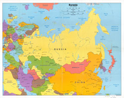 Подробная политическая карта Евразии 2006-го года.