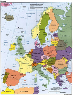 Европа - политическая карта.