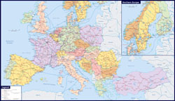 Большая карта железных дорог Европы.