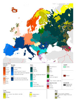 Карта языков Европы.