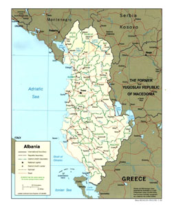 Политико-административная карта Албании.