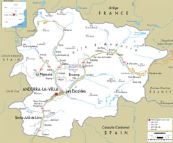 Карта автомобильных дорог Андорры.