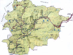 Карта автодорог Андорры с рельефом.