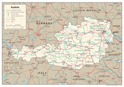 Большая политико-административная карта Австрии.