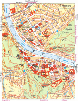 Туристическая карта центральной части Зальцбурга.
