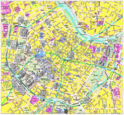 Детальная туристическая карта центра Вены.