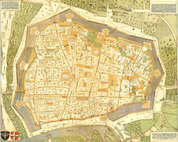 Большая подробная старинная карта Вены 1547-го года.