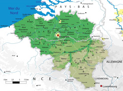 Физическая и административная карта Бельгии с городами.