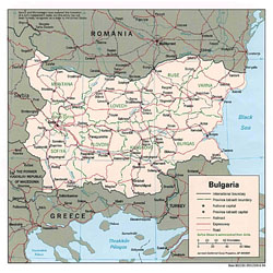 Детальная политическая и административная карта Болгарии.