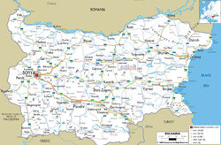 Детальная автодорожная карта Болгарии с городами.
