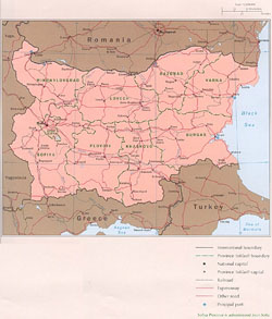 Политическая и административная карта Болгарии.