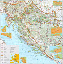 Большая детальная карта автодорог Хорватии.