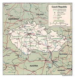 Подробная политическая и административная карта Чехии.
