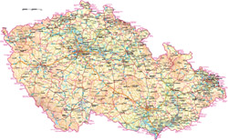 Подробная автодорожная и физическая карта Чехии со всеми городами.