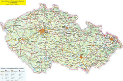 Подробная карта автомобильных дорог Чехии со всеми городами.