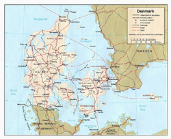 Детальная политическая и административная карта Дании.