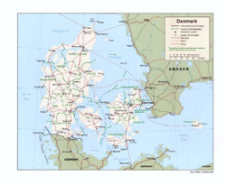 Политическая и административная карта Дании.
