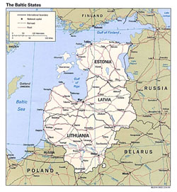 Карта стран Балтии.