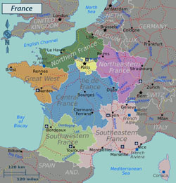 Карта регионов Франции.