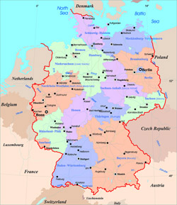 Административная карта Германии.
