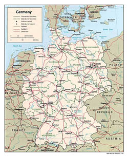 Политико-административная карта Германии.