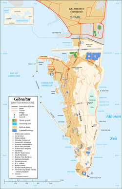 Детальная карта Гибралтара со зданиями.