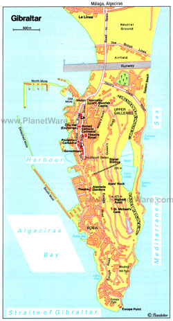 Карта автомобильных дорог Гибралтара.