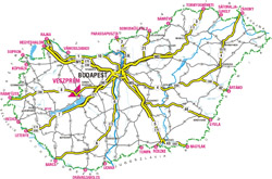 Детальная карта автомагистралей Венгрии.
