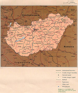 Детальная политическая и административная карта Венгрии.