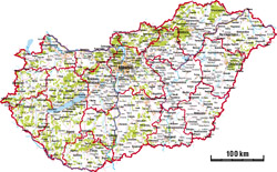 Детальная автодорожная карта Венгрии.
