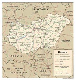 Политическая и административная карта Венгрии.
