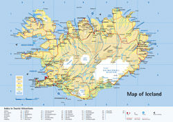 Подробная автодорожная и физическая карта Исландии.