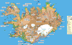 Подробная туристическая карта Исландии.