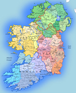 Административная карта Ирландии.