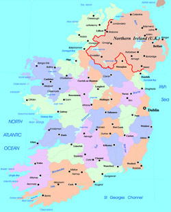 Подробная административная карта Ирландии.