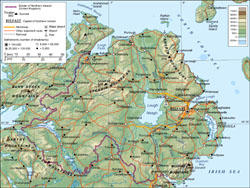 Детальная физическая карта Ирландии.