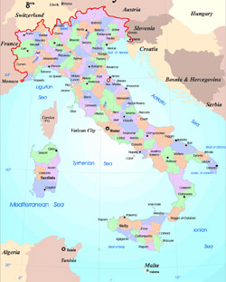 Административная и политическая карта Италии.