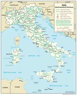 Подробная административная карта Италии.