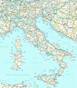 Подробная карта автомобильных дорог Италии.