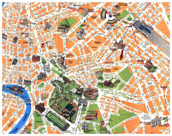 Подробная туристическая карта центра Рима.