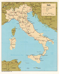 Политическая карта Италии.