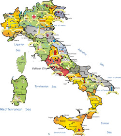 Туристическая карта Италии.