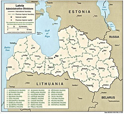 Административная карта Латвии.