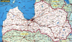 Подробная карта автомобильных дорог Латвии.