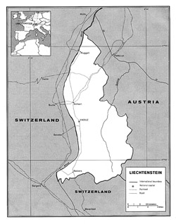 Политическая карта Лихтенштейна.