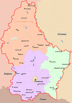 Административная карта Люксембурга.