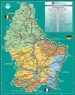 Туристическая карта Люксембурга.