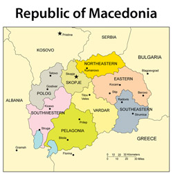 Маленькая административная карта Македонии.