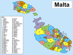 Административная карта Мальты.